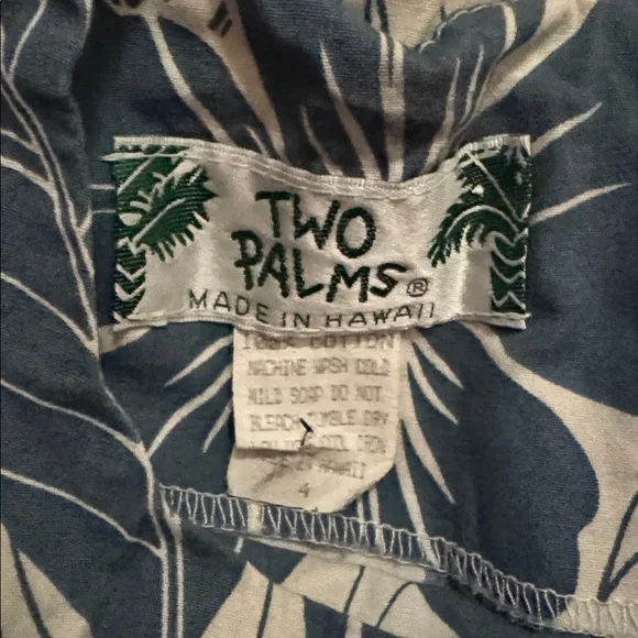 Two Palms Little Girl Size 4 Blue Tropical Floral Ruffle Sundress Made in Hawaii - Picture 4 of 4